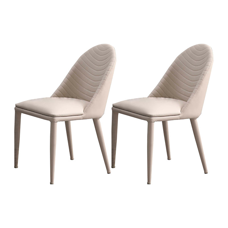 Contemporary Chair Dining Armless Chair for Kitchen with Metal Legs Off-White 2 Piece Set Clearhalo 'Dining Chairs' 'Dining Tables & Seating' 'dining_chair' 'furn' 'furn_dining_chair' 'Furniture' 'furniture_dining_chair' 'Kitchen & Dining Furniture' 4928376