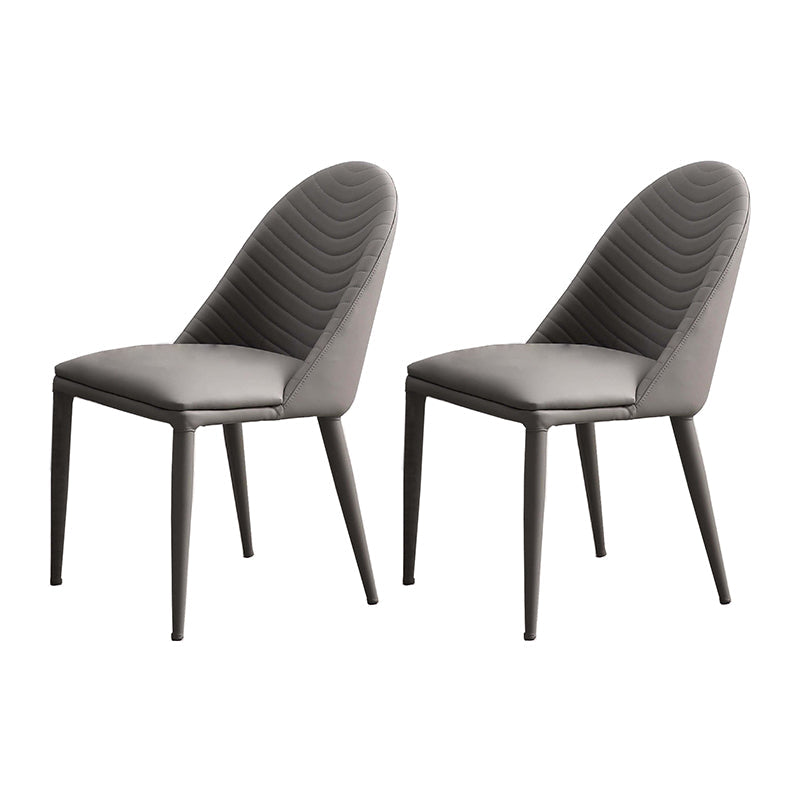 Contemporary Chair Dining Armless Chair for Kitchen with Metal Legs Grey 2 Piece Set Clearhalo 'Dining Chairs' 'Dining Tables & Seating' 'dining_chair' 'furn' 'furn_dining_chair' 'Furniture' 'furniture_dining_chair' 'Kitchen & Dining Furniture' 4928383