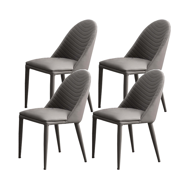 Contemporary Chair Dining Armless Chair for Kitchen with Metal Legs Grey 4 Piece Set Clearhalo 'Dining Chairs' 'Dining Tables & Seating' 'dining_chair' 'furn' 'furn_dining_chair' 'Furniture' 'furniture_dining_chair' 'Kitchen & Dining Furniture' 4928385