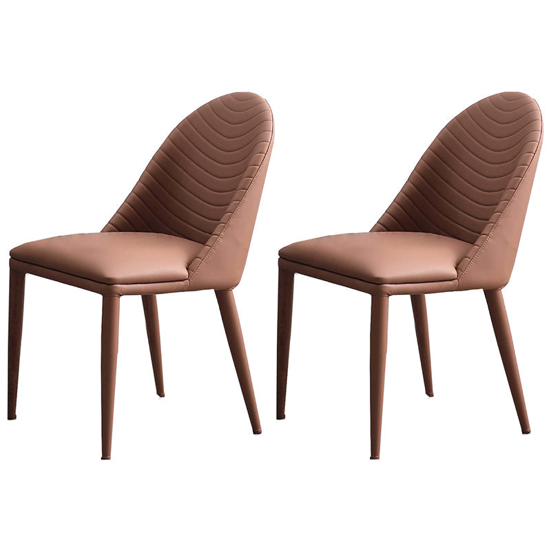 Contemporary Chair Dining Armless Chair for Kitchen with Metal Legs Brown 2 Piece Set Clearhalo 'Dining Chairs' 'Dining Tables & Seating' 'dining_chair' 'furn' 'furn_dining_chair' 'Furniture' 'furniture_dining_chair' 'Kitchen & Dining Furniture' 4928388