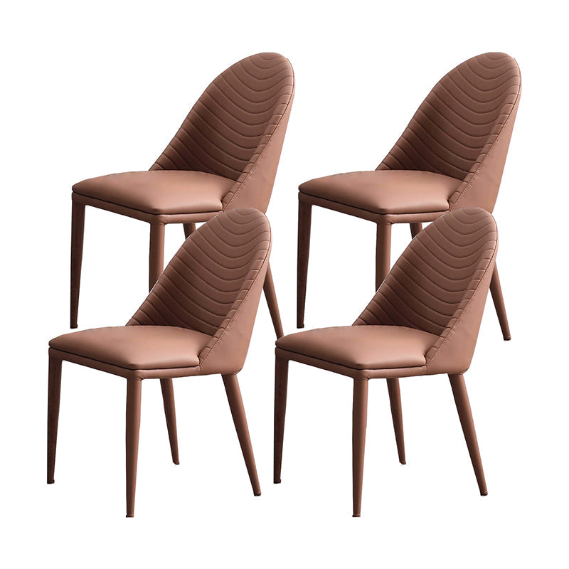 Contemporary Chair Dining Armless Chair for Kitchen with Metal Legs Brown 4 Piece Set Clearhalo 'Dining Chairs' 'Dining Tables & Seating' 'dining_chair' 'furn' 'furn_dining_chair' 'Furniture' 'furniture_dining_chair' 'Kitchen & Dining Furniture' 4928390