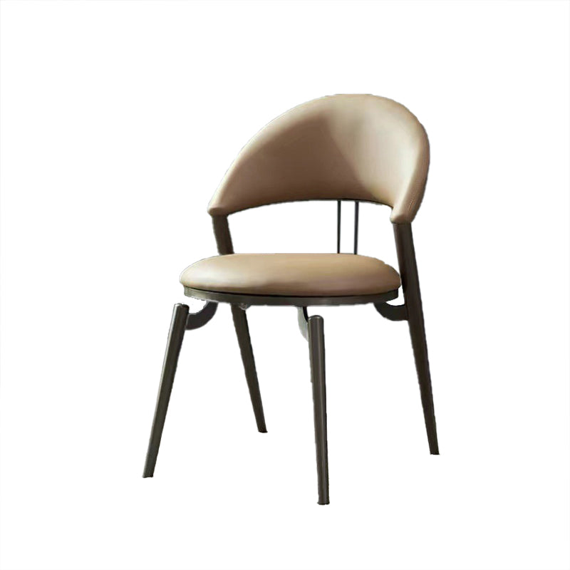 Contemporary Open Back Chair Dining Armless Chair for Kitchen with Metal Legs Brown 1 Piece Clearhalo 'Dining Chairs' 'Dining Tables & Seating' 'dining_chair' 'furn' 'furn_dining_chair' 'Furniture' 'furniture_dining_chair' 'Kitchen & Dining Furniture' 4928394