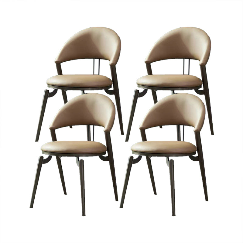 Contemporary Open Back Chair Dining Armless Chair for Kitchen with Metal Legs Brown 4 Piece Set Clearhalo 'Dining Chairs' 'Dining Tables & Seating' 'dining_chair' 'furn' 'furn_dining_chair' 'Furniture' 'furniture_dining_chair' 'Kitchen & Dining Furniture' 4928397