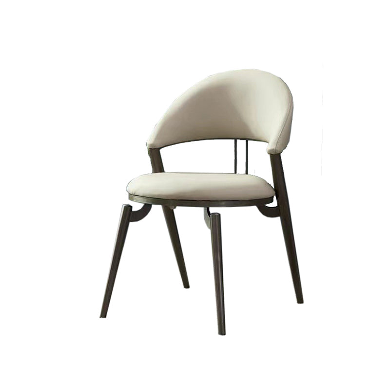 Contemporary Open Back Chair Dining Armless Chair for Kitchen with Metal Legs Cream Gray 1 Piece Clearhalo 'Dining Chairs' 'Dining Tables & Seating' 'dining_chair' 'furn' 'furn_dining_chair' 'Furniture' 'furniture_dining_chair' 'Kitchen & Dining Furniture' 4928400