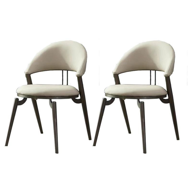 Contemporary Open Back Chair Dining Armless Chair for Kitchen with Metal Legs Cream Gray 2 Piece Set Clearhalo 'Dining Chairs' 'Dining Tables & Seating' 'dining_chair' 'furn' 'furn_dining_chair' 'Furniture' 'furniture_dining_chair' 'Kitchen & Dining Furniture' 4928401