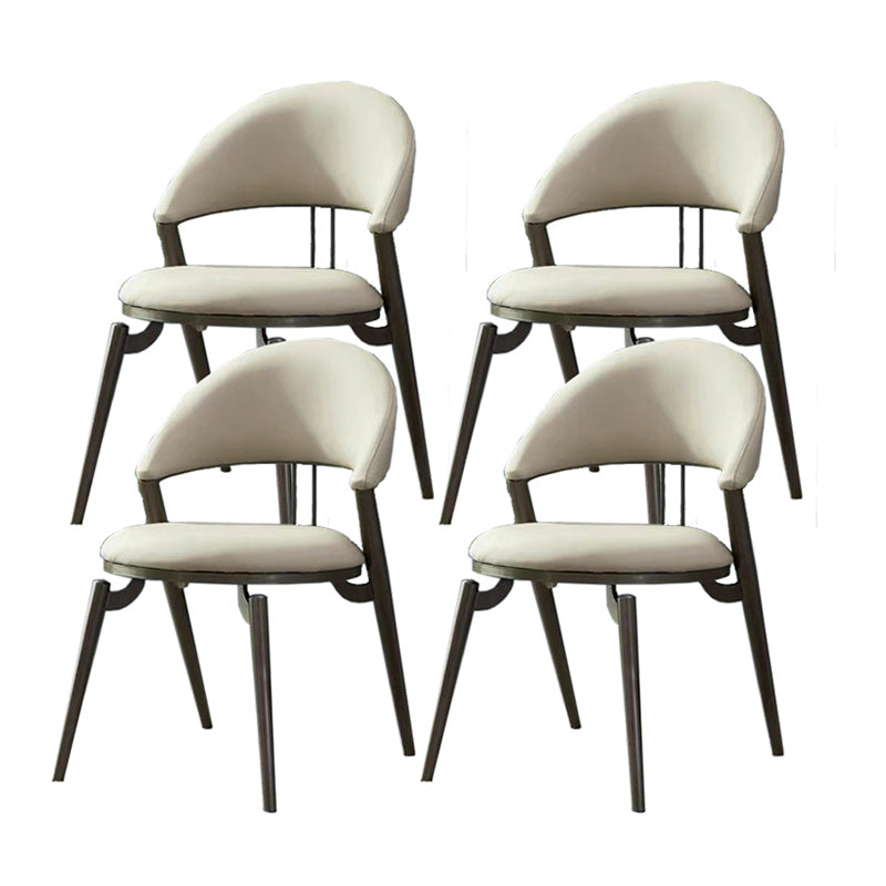 Contemporary Open Back Chair Dining Armless Chair for Kitchen with Metal Legs Cream Gray 4 Piece Set Clearhalo 'Dining Chairs' 'Dining Tables & Seating' 'dining_chair' 'furn' 'furn_dining_chair' 'Furniture' 'furniture_dining_chair' 'Kitchen & Dining Furniture' 4928403