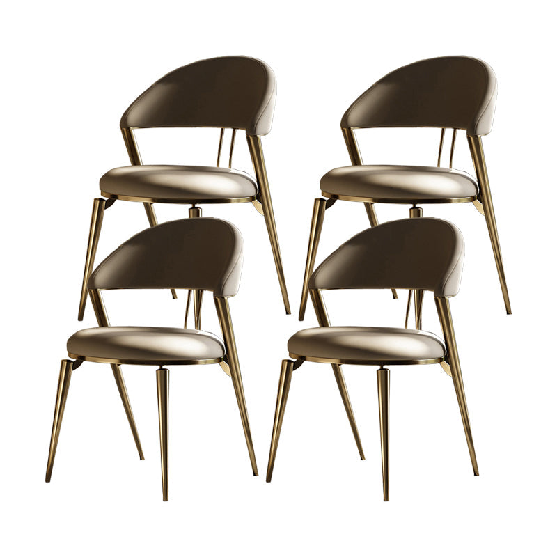 Contemporary Open Back Chair Dining Armless Chair for Kitchen with Metal Legs Grey 4 Piece Set Clearhalo 'Dining Chairs' 'Dining Tables & Seating' 'dining_chair' 'furn' 'furn_dining_chair' 'Furniture' 'furniture_dining_chair' 'Kitchen & Dining Furniture' 4928409