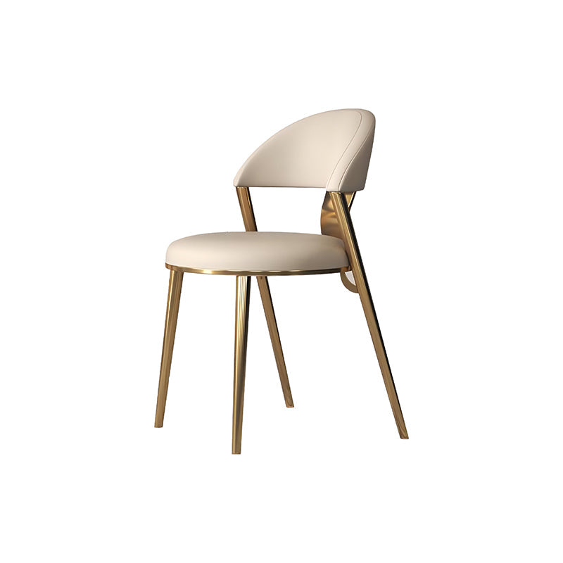 Contemporary Open Back Chair Dining Armless Chair for Kitchen with Metal Legs Off-White 1 Piece Clearhalo 'Dining Chairs' 'Dining Tables & Seating' 'dining_chair' 'furn' 'furn_dining_chair' 'Furniture' 'furniture_dining_chair' 'Kitchen & Dining Furniture' 4928411