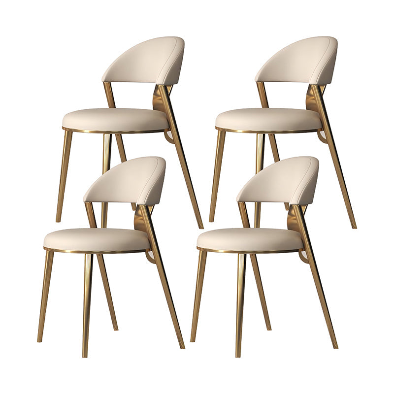 Contemporary Open Back Chair Dining Armless Chair for Kitchen with Metal Legs Off-White 4 Piece Set Clearhalo 'Dining Chairs' 'Dining Tables & Seating' 'dining_chair' 'furn' 'furn_dining_chair' 'Furniture' 'furniture_dining_chair' 'Kitchen & Dining Furniture' 4928415