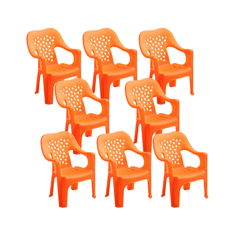 Contemporary Chair Dining Arm Chair for Kitchen with Plastic Legs Orange 8 Piece Set Clearhalo 'Dining Chairs' 'Dining Tables & Seating' 'dining_chair' 'furn' 'furn_dining_chair' 'Furniture' 'furniture_dining_chair' 'Kitchen & Dining Furniture' 4928420