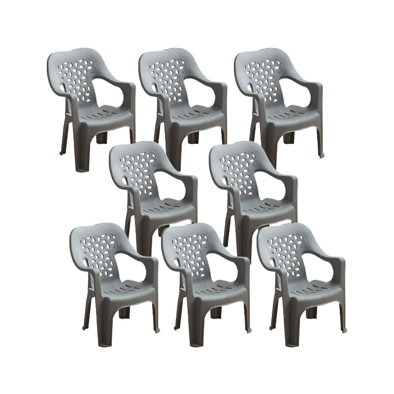 Contemporary Chair Dining Arm Chair for Kitchen with Plastic Legs Grey 8 Piece Set Clearhalo 'Dining Chairs' 'Dining Tables & Seating' 'dining_chair' 'furn' 'furn_dining_chair' 'Furniture' 'furniture_dining_chair' 'Kitchen & Dining Furniture' 4928421