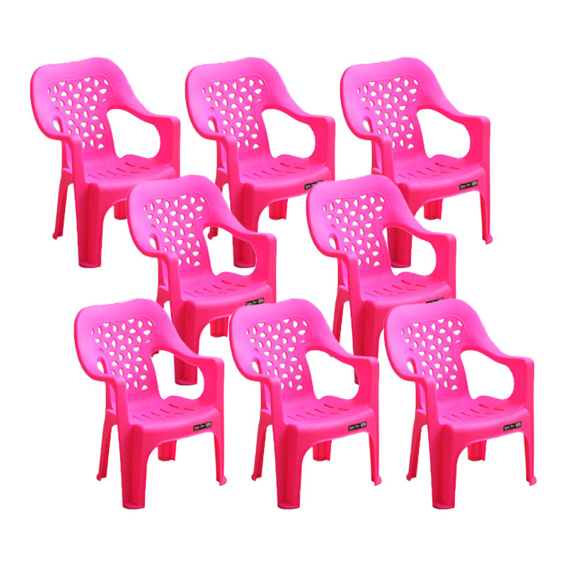 Contemporary Chair Dining Arm Chair for Kitchen with Plastic Legs Pinkish Red 8 Piece Set Clearhalo 'Dining Chairs' 'Dining Tables & Seating' 'dining_chair' 'furn' 'furn_dining_chair' 'Furniture' 'furniture_dining_chair' 'Kitchen & Dining Furniture' 4928424