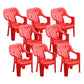 Contemporary Chair Dining Arm Chair for Kitchen with Plastic Legs Red 8 Piece Set Clearhalo 'Dining Chairs' 'Dining Tables & Seating' 'dining_chair' 'furn' 'furn_dining_chair' 'Furniture' 'furniture_dining_chair' 'Kitchen & Dining Furniture' 4928425