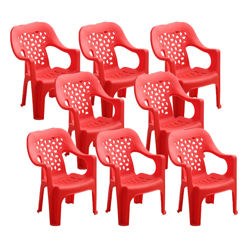 Contemporary Chair Dining Arm Chair for Kitchen with Plastic Legs Red 8 Piece Set Clearhalo 'Dining Chairs' 'Dining Tables & Seating' 'dining_chair' 'furn' 'furn_dining_chair' 'Furniture' 'furniture_dining_chair' 'Kitchen & Dining Furniture' 4928425
