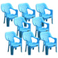 Contemporary Chair Dining Arm Chair for Kitchen with Plastic Legs Blue 8 Piece Set Clearhalo 'Dining Chairs' 'Dining Tables & Seating' 'dining_chair' 'furn' 'furn_dining_chair' 'Furniture' 'furniture_dining_chair' 'Kitchen & Dining Furniture' 4928427