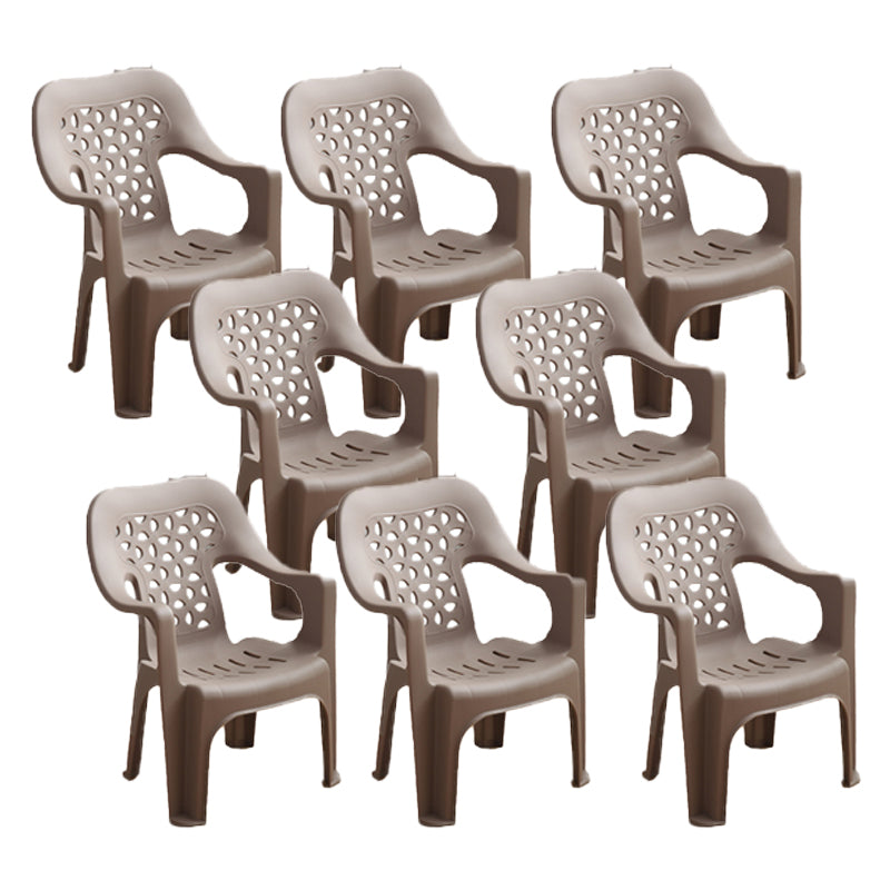 Contemporary Chair Dining Arm Chair for Kitchen with Plastic Legs Khaki 8 Piece Set Clearhalo 'Dining Chairs' 'Dining Tables & Seating' 'dining_chair' 'furn' 'furn_dining_chair' 'Furniture' 'furniture_dining_chair' 'Kitchen & Dining Furniture' 4928429