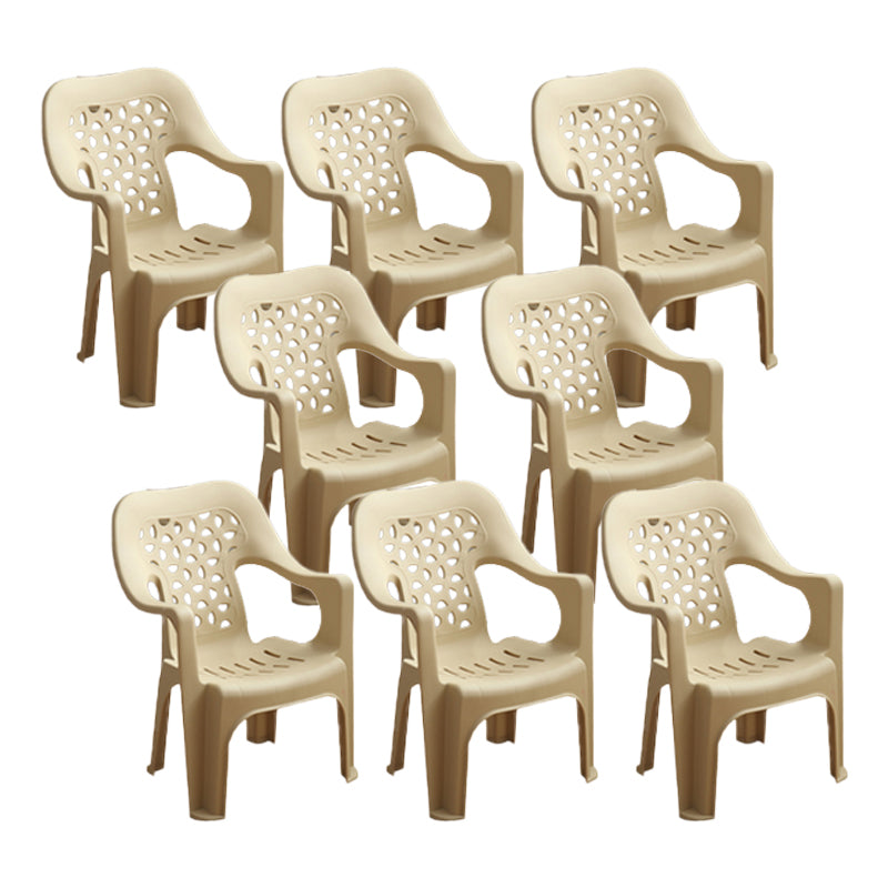 Contemporary Chair Dining Arm Chair for Kitchen with Plastic Legs Off-White 8 Piece Set Clearhalo 'Dining Chairs' 'Dining Tables & Seating' 'dining_chair' 'furn' 'furn_dining_chair' 'Furniture' 'furniture_dining_chair' 'Kitchen & Dining Furniture' 4928431