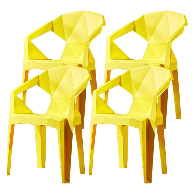Contemporary Chairs Dining Arm Chair for Kitchen with Plastic Legs Yellow Set of 4 Clearhalo 'Dining Chairs' 'Dining Tables & Seating' 'dining_chair' 'Furniture' 'furniture_dining_chair' 'Kitchen & Dining Furniture' 4928444