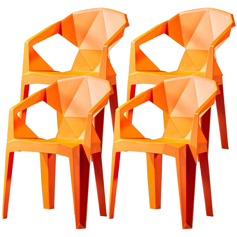Contemporary Chairs Dining Arm Chair for Kitchen with Plastic Legs Orange Set of 4 Clearhalo 'Dining Chairs' 'Dining Tables & Seating' 'dining_chair' 'Furniture' 'furniture_dining_chair' 'Kitchen & Dining Furniture' 4928447