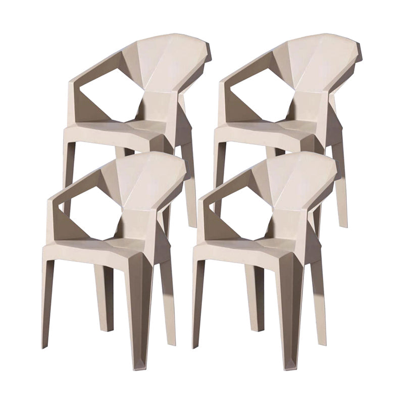 Contemporary Chairs Dining Arm Chair for Kitchen with Plastic Legs Khaki Set of 4 Clearhalo 'Dining Chairs' 'Dining Tables & Seating' 'dining_chair' 'Furniture' 'furniture_dining_chair' 'Kitchen & Dining Furniture' 4928450