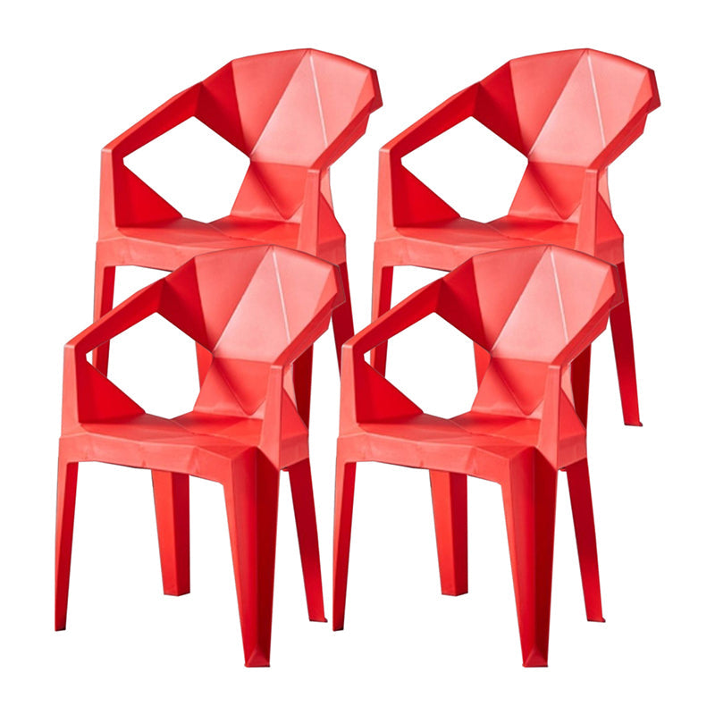Contemporary Chairs Dining Arm Chair for Kitchen with Plastic Legs Red Set of 4 Clearhalo 'Dining Chairs' 'Dining Tables & Seating' 'dining_chair' 'Furniture' 'furniture_dining_chair' 'Kitchen & Dining Furniture' 4928452