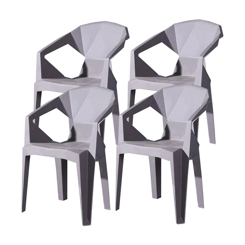 Contemporary Chairs Dining Arm Chair for Kitchen with Plastic Legs Grey Set of 4 Clearhalo 'Dining Chairs' 'Dining Tables & Seating' 'dining_chair' 'Furniture' 'furniture_dining_chair' 'Kitchen & Dining Furniture' 4928454
