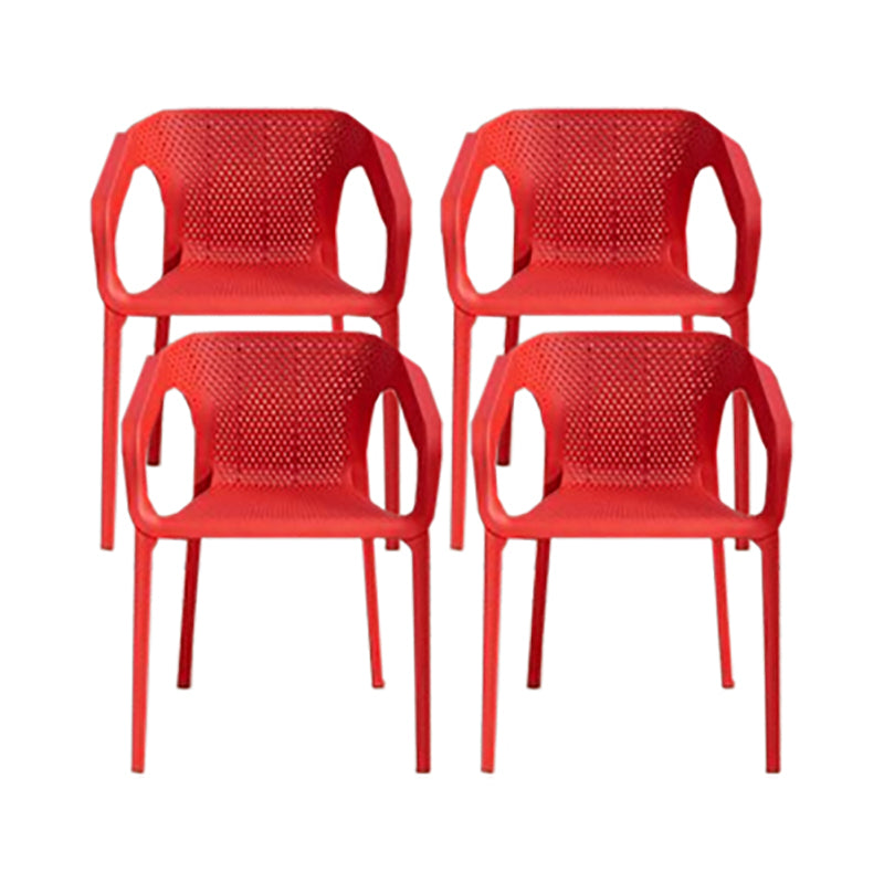 Nordic Chairs Dining Arm Chair for Kitchen with Plastic Legs Red 4 Piece Set Clearhalo 'Dining Chairs' 'Dining Tables & Seating' 'dining_chair' 'furn' 'furn_dining_chair' 'Furniture' 'furniture_dining_chair' 'Kitchen & Dining Furniture' 4928465