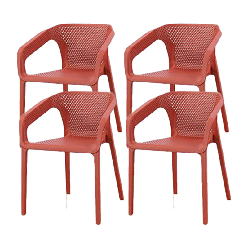 Nordic Chairs Dining Arm Chair for Kitchen with Plastic Legs Burgundy 4 Piece Set Clearhalo 'Dining Chairs' 'Dining Tables & Seating' 'dining_chair' 'furn' 'furn_dining_chair' 'Furniture' 'furniture_dining_chair' 'Kitchen & Dining Furniture' 4928471