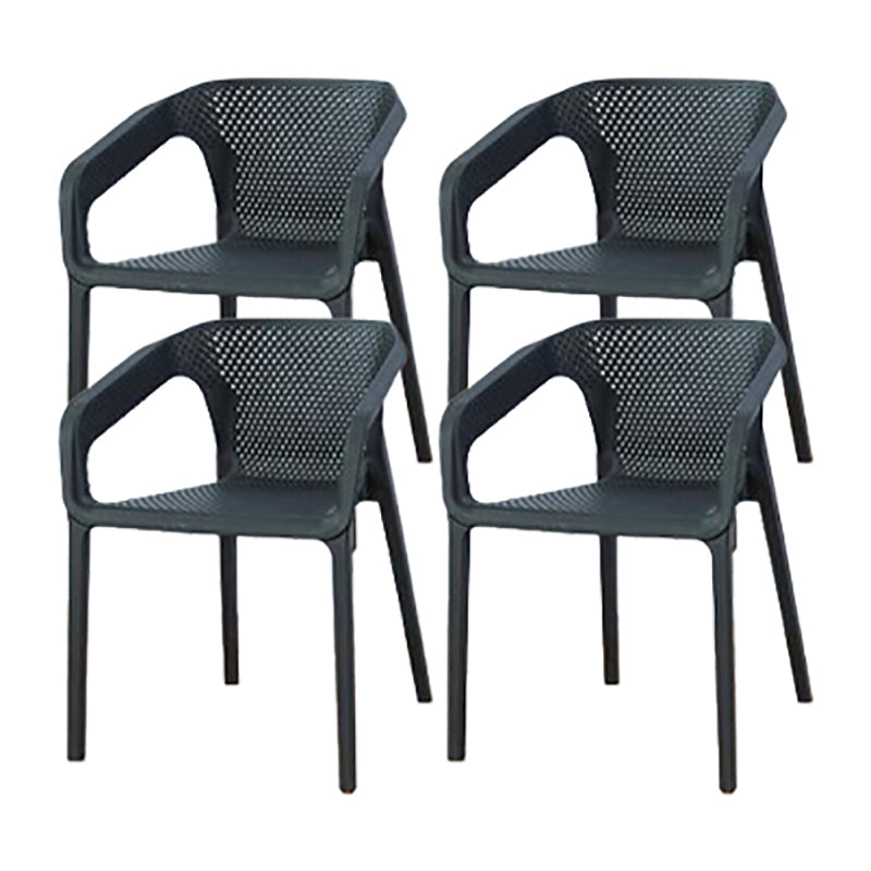 Nordic Chairs Dining Arm Chair for Kitchen with Plastic Legs Black 4 Piece Set Clearhalo 'Dining Chairs' 'Dining Tables & Seating' 'dining_chair' 'furn' 'furn_dining_chair' 'Furniture' 'furniture_dining_chair' 'Kitchen & Dining Furniture' 4928474