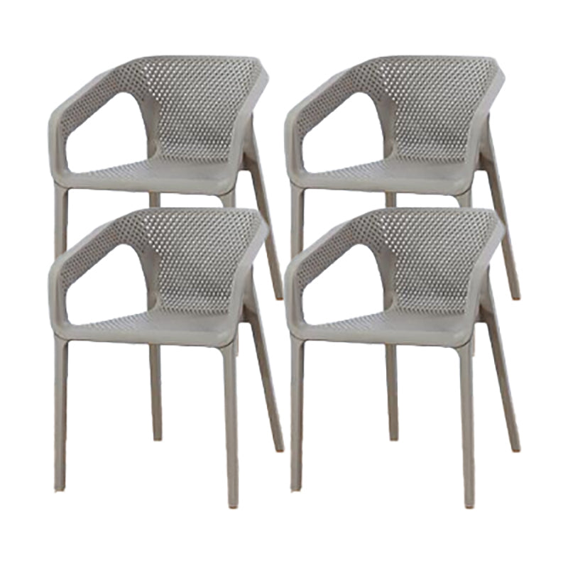 Nordic Chairs Dining Arm Chair for Kitchen with Plastic Legs Grey 4 Piece Set Clearhalo 'Dining Chairs' 'Dining Tables & Seating' 'dining_chair' 'furn' 'furn_dining_chair' 'Furniture' 'furniture_dining_chair' 'Kitchen & Dining Furniture' 4928475