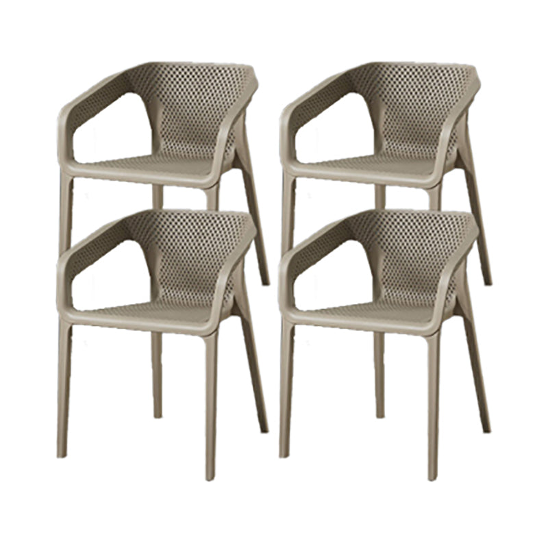Nordic Chairs Dining Arm Chair for Kitchen with Plastic Legs Light Gray 4 Piece Set Clearhalo 'Dining Chairs' 'Dining Tables & Seating' 'dining_chair' 'furn' 'furn_dining_chair' 'Furniture' 'furniture_dining_chair' 'Kitchen & Dining Furniture' 4928480