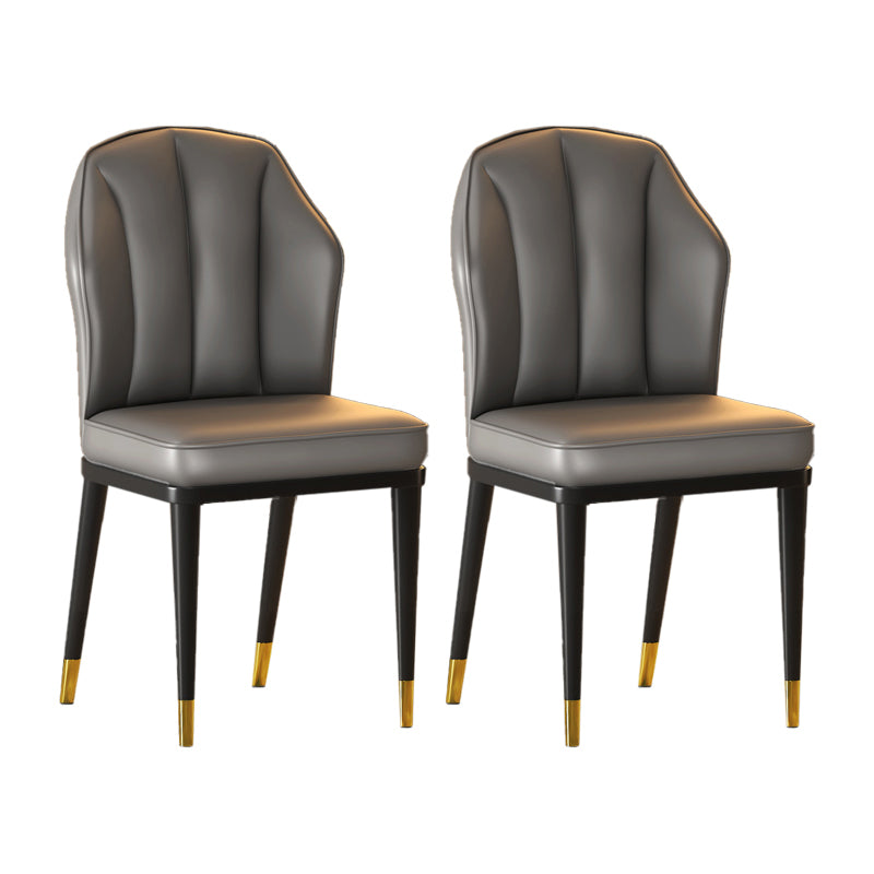 Nordic Chairs Dining Armless Chair for Kitchen with Metal Legs Dark Gray 2 Piece Set Brass Gold Clearhalo 'Dining Chairs' 'Dining Tables & Seating' 'dining_chair' 'furn' 'furn_dining_chair' 'Furniture' 'furniture_dining_chair' 'Kitchen & Dining Furniture' 4928489