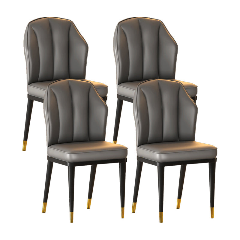 Nordic Chairs Dining Armless Chair for Kitchen with Metal Legs Dark Gray 4 Piece Set Brass Gold Clearhalo 'Dining Chairs' 'Dining Tables & Seating' 'dining_chair' 'furn' 'furn_dining_chair' 'Furniture' 'furniture_dining_chair' 'Kitchen & Dining Furniture' 4928491