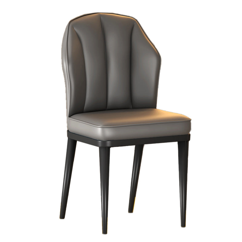 Nordic Chairs Dining Armless Chair for Kitchen with Metal Legs Dark Gray 1 Piece Black Clearhalo 'Dining Chairs' 'Dining Tables & Seating' 'dining_chair' 'furn' 'furn_dining_chair' 'Furniture' 'furniture_dining_chair' 'Kitchen & Dining Furniture' 4928493