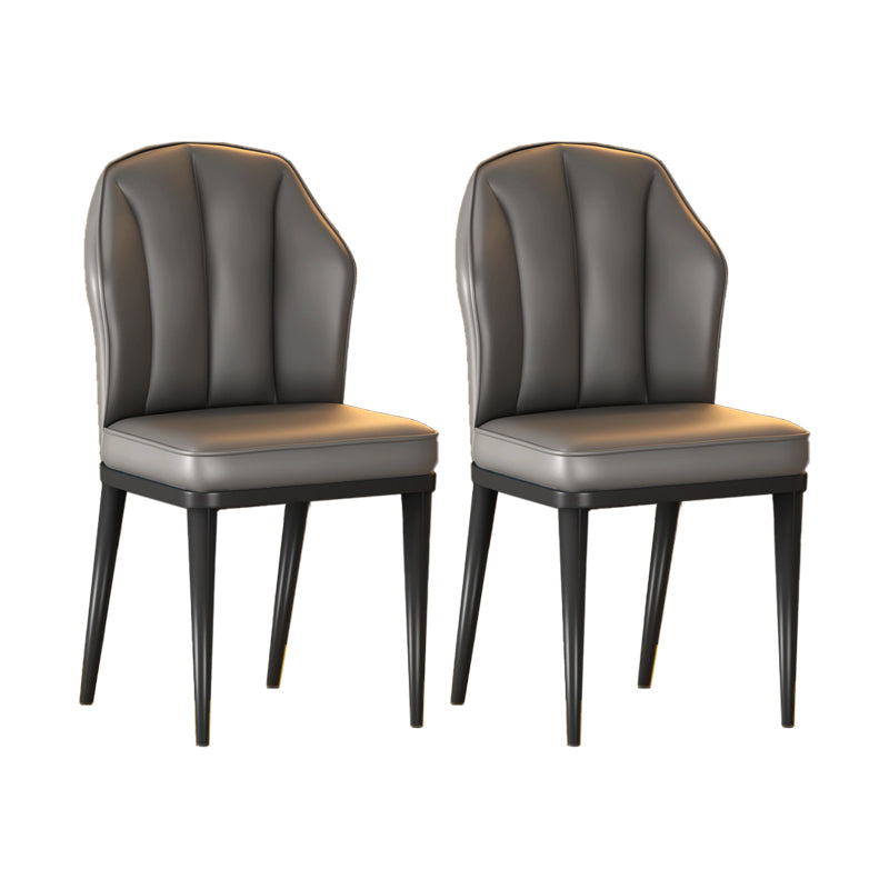 Nordic Chairs Dining Armless Chair for Kitchen with Metal Legs Dark Gray 2 Piece Set Black Clearhalo 'Dining Chairs' 'Dining Tables & Seating' 'dining_chair' 'furn' 'furn_dining_chair' 'Furniture' 'furniture_dining_chair' 'Kitchen & Dining Furniture' 4928495