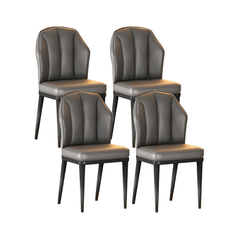 Nordic Chairs Dining Armless Chair for Kitchen with Metal Legs Dark Gray 4 Piece Set Black Clearhalo 'Dining Chairs' 'Dining Tables & Seating' 'dining_chair' 'furn' 'furn_dining_chair' 'Furniture' 'furniture_dining_chair' 'Kitchen & Dining Furniture' 4928497