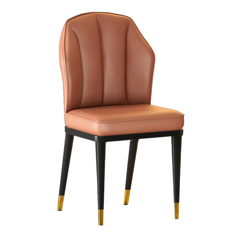 Nordic Chairs Dining Armless Chair for Kitchen with Metal Legs Orange 1 Piece Brass Gold Clearhalo 'Dining Chairs' 'Dining Tables & Seating' 'dining_chair' 'furn' 'furn_dining_chair' 'Furniture' 'furniture_dining_chair' 'Kitchen & Dining Furniture' 4928499