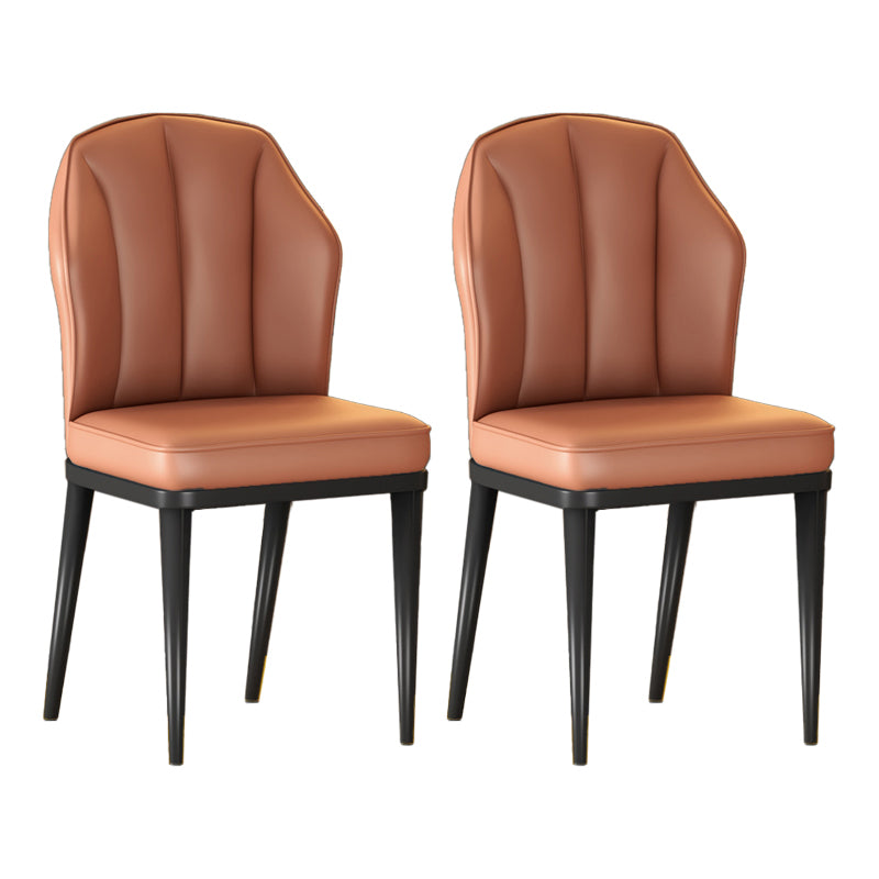 Nordic Chairs Dining Armless Chair for Kitchen with Metal Legs Orange 2 Piece Set Black Clearhalo 'Dining Chairs' 'Dining Tables & Seating' 'dining_chair' 'furn' 'furn_dining_chair' 'Furniture' 'furniture_dining_chair' 'Kitchen & Dining Furniture' 4928505