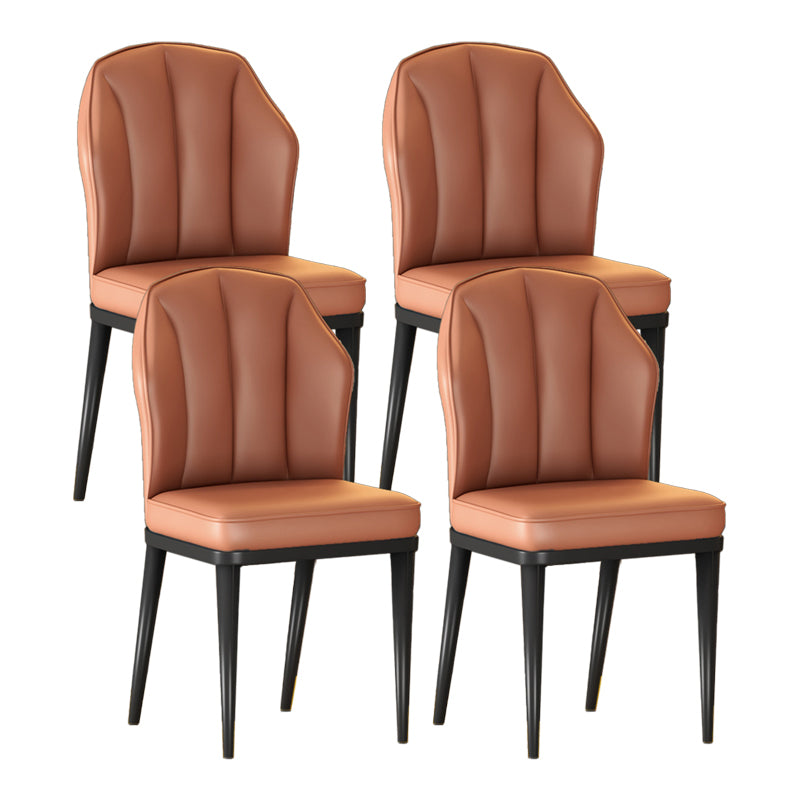 Nordic Chairs Dining Armless Chair for Kitchen with Metal Legs Orange 4 Piece Set Black Clearhalo 'Dining Chairs' 'Dining Tables & Seating' 'dining_chair' 'furn' 'furn_dining_chair' 'Furniture' 'furniture_dining_chair' 'Kitchen & Dining Furniture' 4928506