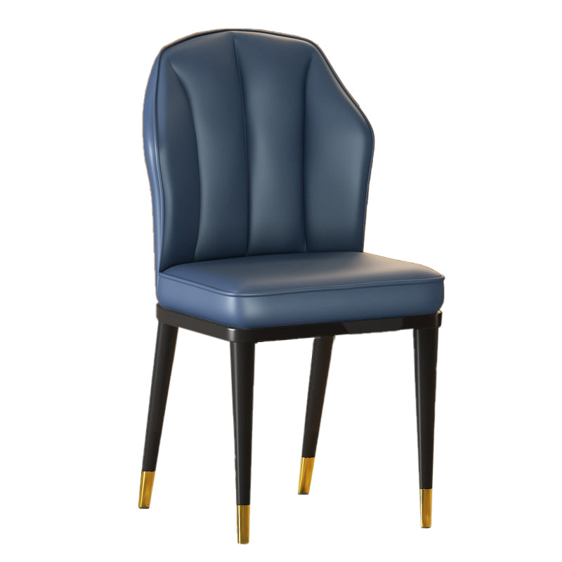 Nordic Chairs Dining Armless Chair for Kitchen with Metal Legs Dark Blue 1 Piece Brass Gold Clearhalo 'Dining Chairs' 'Dining Tables & Seating' 'dining_chair' 'furn' 'furn_dining_chair' 'Furniture' 'furniture_dining_chair' 'Kitchen & Dining Furniture' 4928507