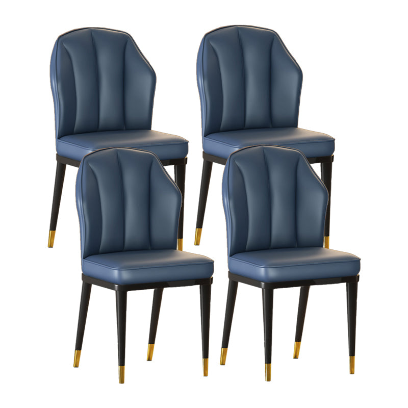 Nordic Chairs Dining Armless Chair for Kitchen with Metal Legs Dark Blue 4 Piece Set Brass Gold Clearhalo 'Dining Chairs' 'Dining Tables & Seating' 'dining_chair' 'furn' 'furn_dining_chair' 'Furniture' 'furniture_dining_chair' 'Kitchen & Dining Furniture' 4928509