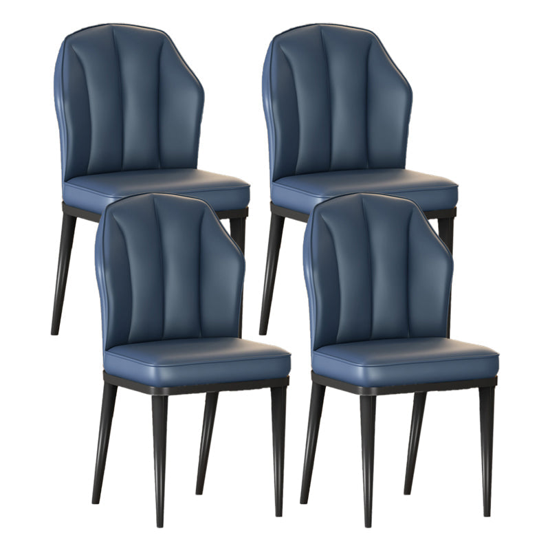 Nordic Chairs Dining Armless Chair for Kitchen with Metal Legs Dark Blue 4 Piece Set Black Clearhalo 'Dining Chairs' 'Dining Tables & Seating' 'dining_chair' 'furn' 'furn_dining_chair' 'Furniture' 'furniture_dining_chair' 'Kitchen & Dining Furniture' 4928512