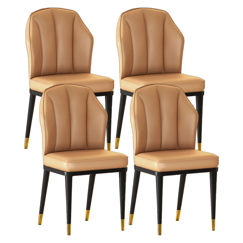 Nordic Chairs Dining Armless Chair for Kitchen with Metal Legs Camel 4 Piece Set Brass Gold Clearhalo 'Dining Chairs' 'Dining Tables & Seating' 'dining_chair' 'furn' 'furn_dining_chair' 'Furniture' 'furniture_dining_chair' 'Kitchen & Dining Furniture' 4928515