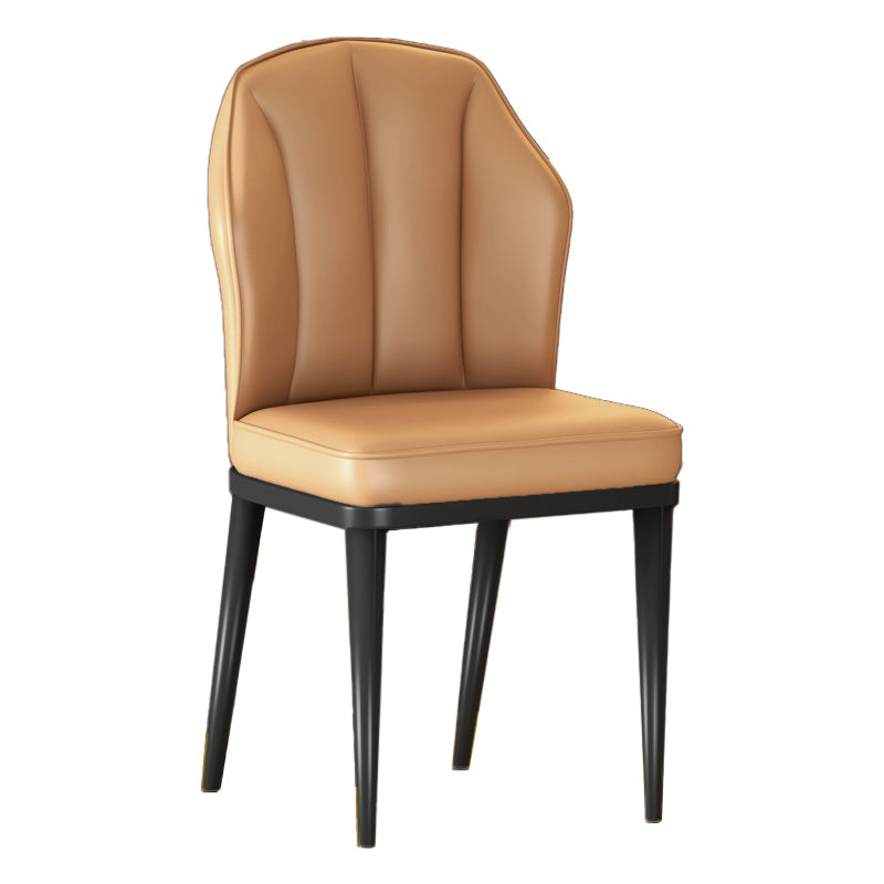 Nordic Chairs Dining Armless Chair for Kitchen with Metal Legs Camel 1 Piece Black Clearhalo 'Dining Chairs' 'Dining Tables & Seating' 'dining_chair' 'furn' 'furn_dining_chair' 'Furniture' 'furniture_dining_chair' 'Kitchen & Dining Furniture' 4928516