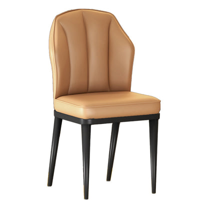 Nordic Chairs Dining Armless Chair for Kitchen with Metal Legs Camel 1 Piece Black Clearhalo 'Dining Chairs' 'Dining Tables & Seating' 'dining_chair' 'furn' 'furn_dining_chair' 'Furniture' 'furniture_dining_chair' 'Kitchen & Dining Furniture' 4928516