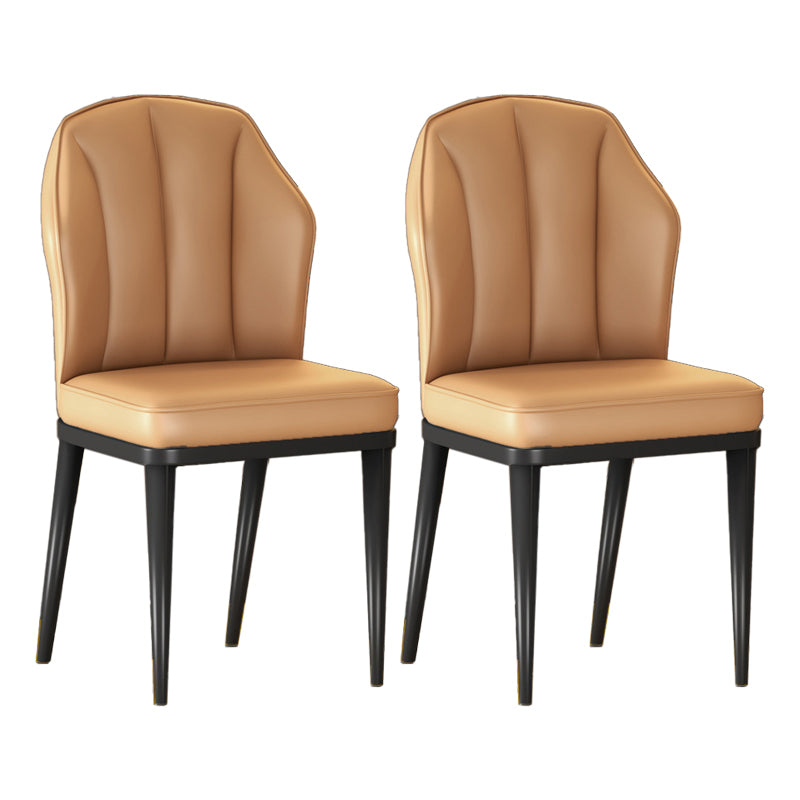 Nordic Chairs Dining Armless Chair for Kitchen with Metal Legs Camel 2 Piece Set Black Clearhalo 'Dining Chairs' 'Dining Tables & Seating' 'dining_chair' 'furn' 'furn_dining_chair' 'Furniture' 'furniture_dining_chair' 'Kitchen & Dining Furniture' 4928517