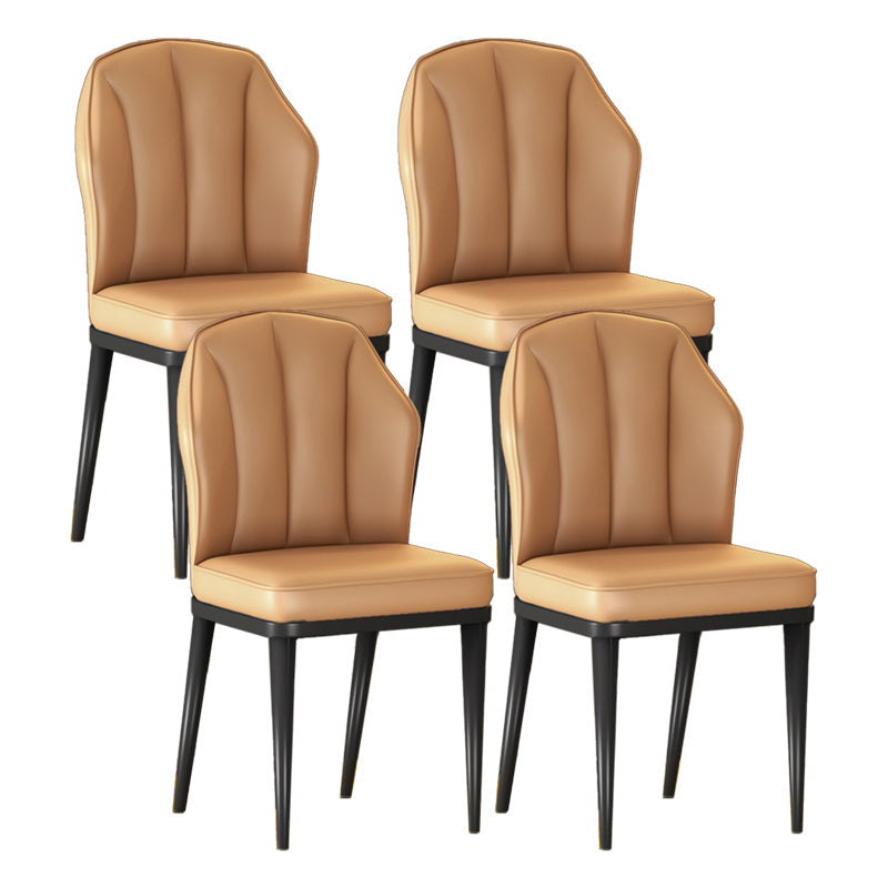 Nordic Chairs Dining Armless Chair for Kitchen with Metal Legs Camel 4 Piece Set Black Clearhalo 'Dining Chairs' 'Dining Tables & Seating' 'dining_chair' 'furn' 'furn_dining_chair' 'Furniture' 'furniture_dining_chair' 'Kitchen & Dining Furniture' 4928518