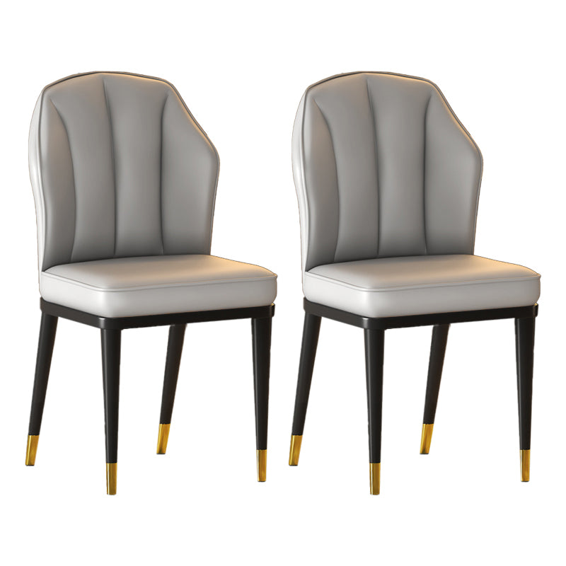 Nordic Chairs Dining Armless Chair for Kitchen with Metal Legs Light Gray 2 Piece Set Brass Gold Clearhalo 'Dining Chairs' 'Dining Tables & Seating' 'dining_chair' 'furn' 'furn_dining_chair' 'Furniture' 'furniture_dining_chair' 'Kitchen & Dining Furniture' 4928520