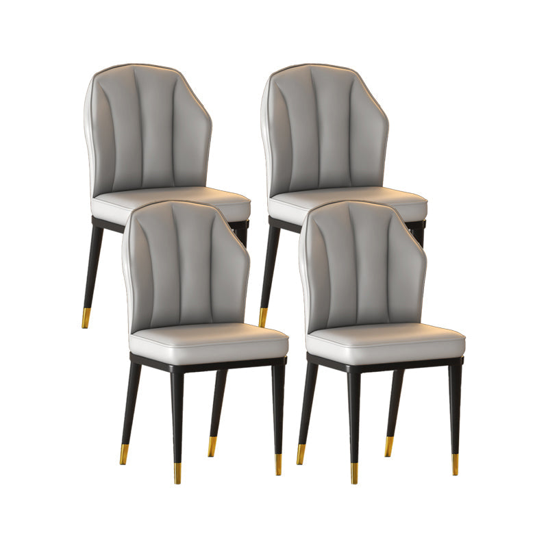 Nordic Chairs Dining Armless Chair for Kitchen with Metal Legs Light Gray 4 Piece Set Brass Gold Clearhalo 'Dining Chairs' 'Dining Tables & Seating' 'dining_chair' 'furn' 'furn_dining_chair' 'Furniture' 'furniture_dining_chair' 'Kitchen & Dining Furniture' 4928521