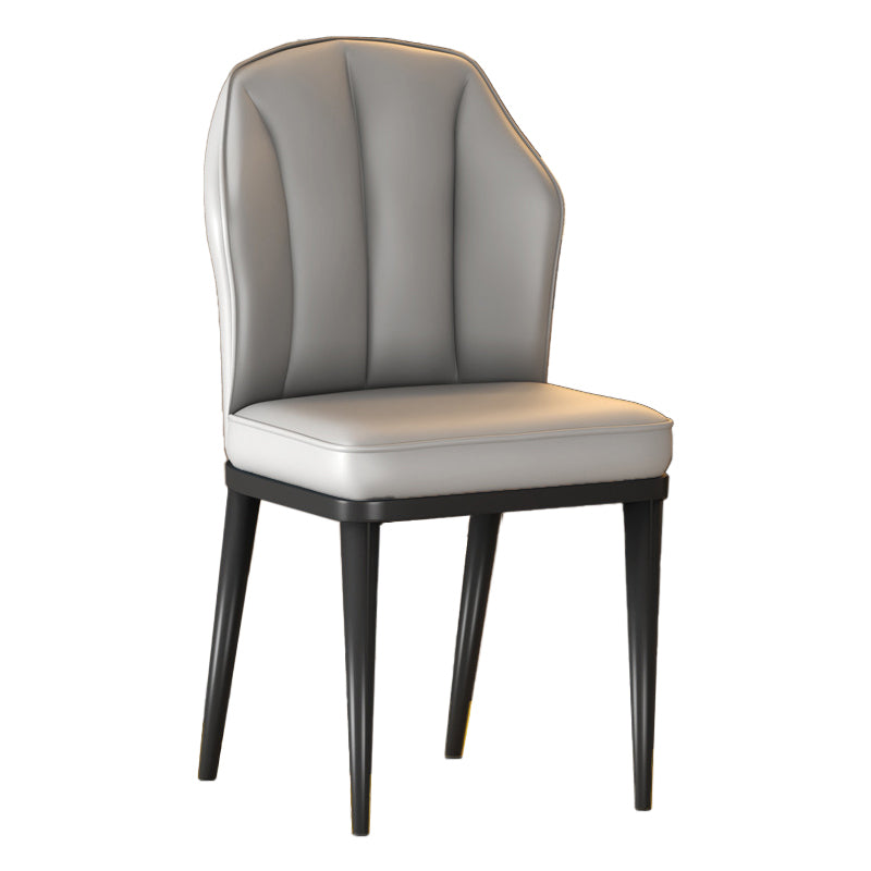 Nordic Chairs Dining Armless Chair for Kitchen with Metal Legs Light Gray 1 Piece Black Clearhalo 'Dining Chairs' 'Dining Tables & Seating' 'dining_chair' 'furn' 'furn_dining_chair' 'Furniture' 'furniture_dining_chair' 'Kitchen & Dining Furniture' 4928522